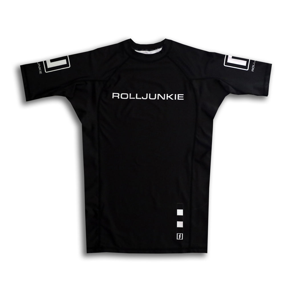 kids black and white jiu jitsu rash guard