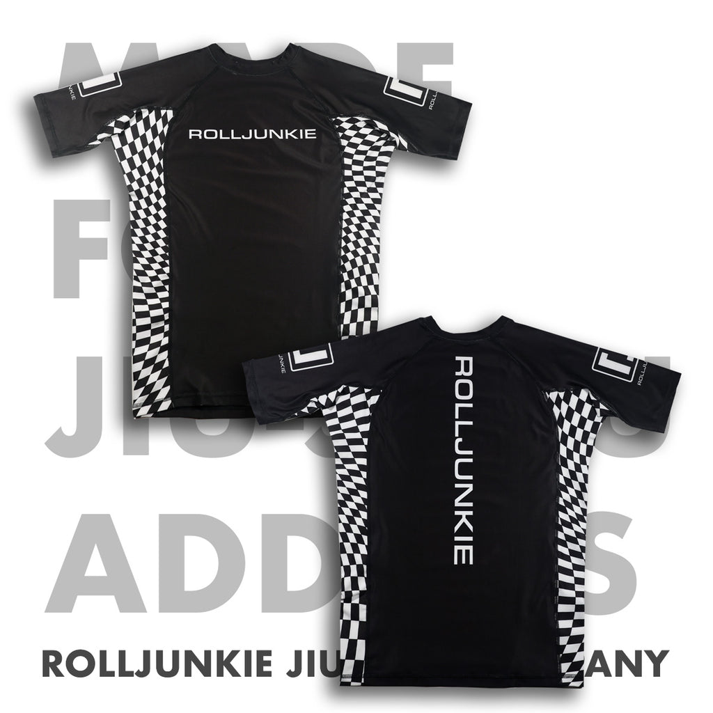 black white bjj rash guard no gi