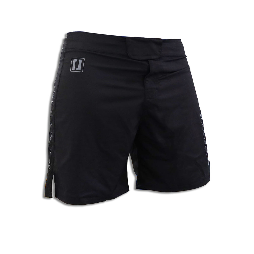 black slim fit mma bjj shorts