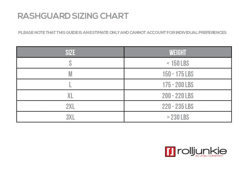 Jiu Jitsu Rash Guard Size Chart
