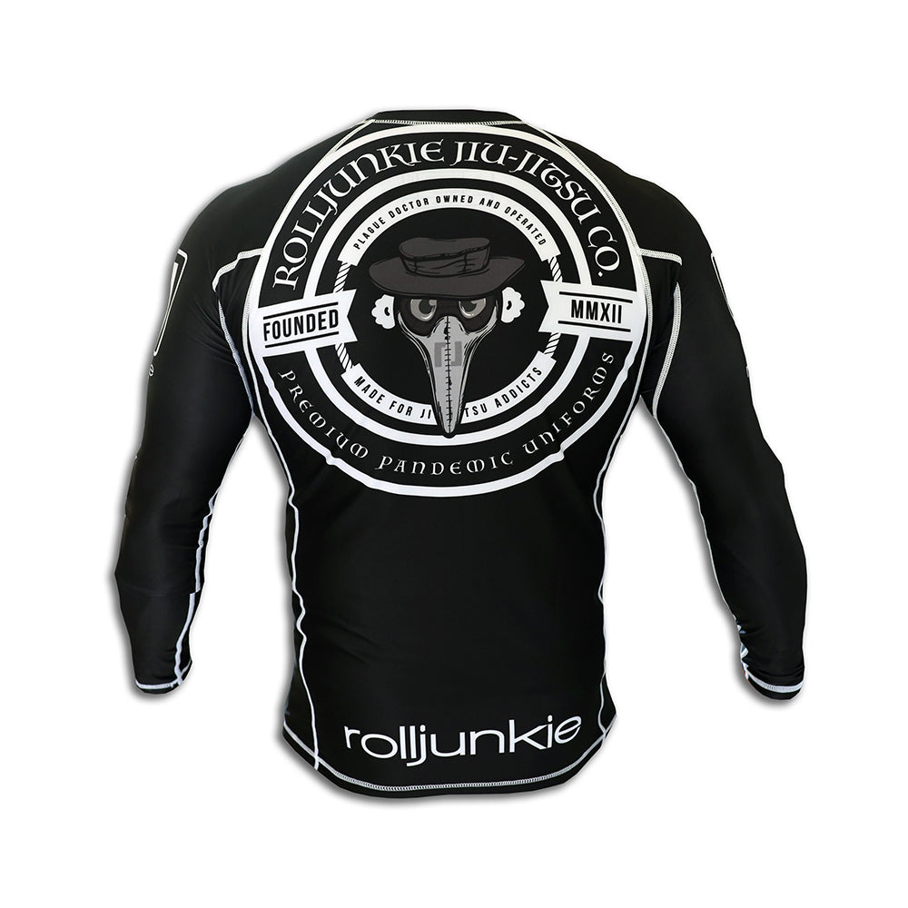 bjj black plague rash guard back