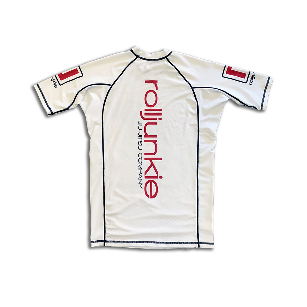 White Ranked BJJ Rash Guard Back