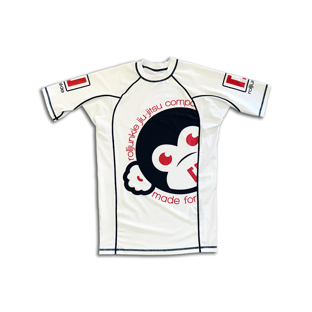 White Ranked BJJ Rash Guard Front